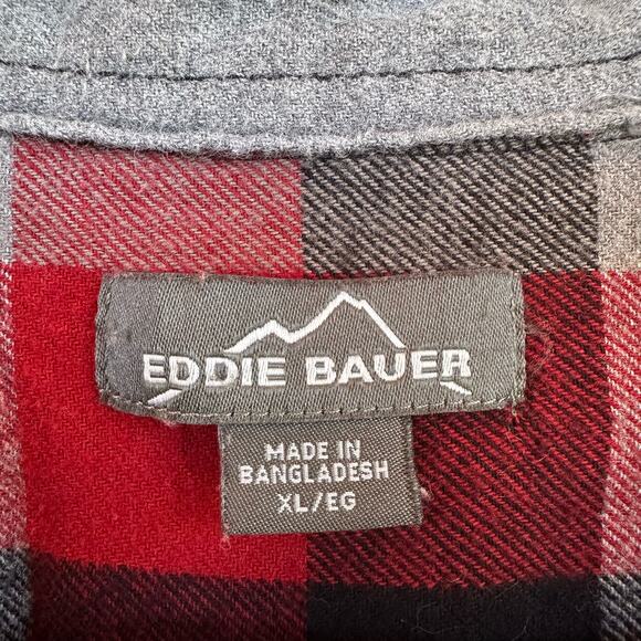 Eddie Bauer Red Plaid Button Up Flannel Shirt Women XL Western Cabincore Outdoor - Picture 11 of 12
